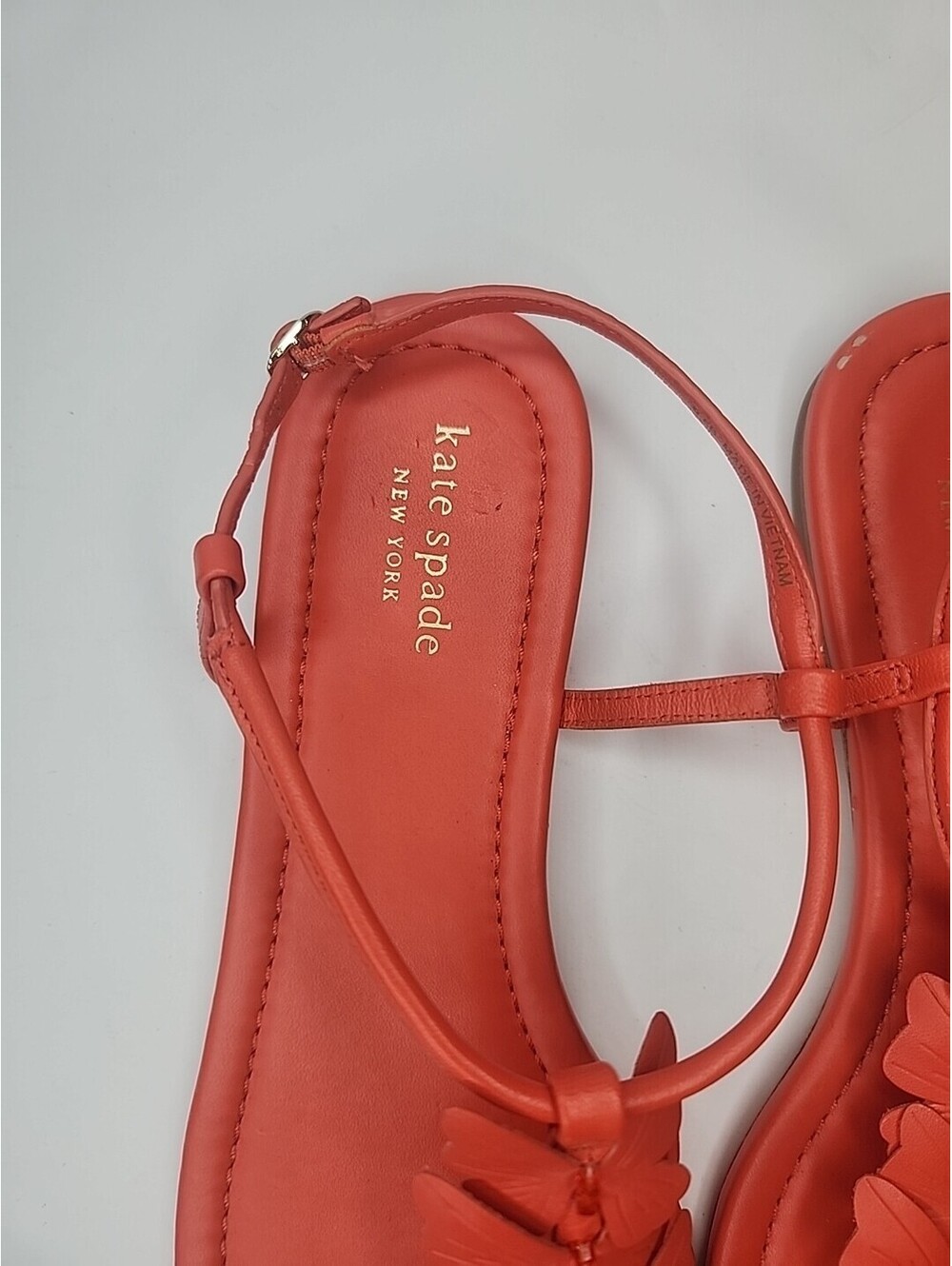 Kate Spade New York Sandal Womens 9.5 Primrose Slingback Butterfly Coral Leather - Picture 4 of 6